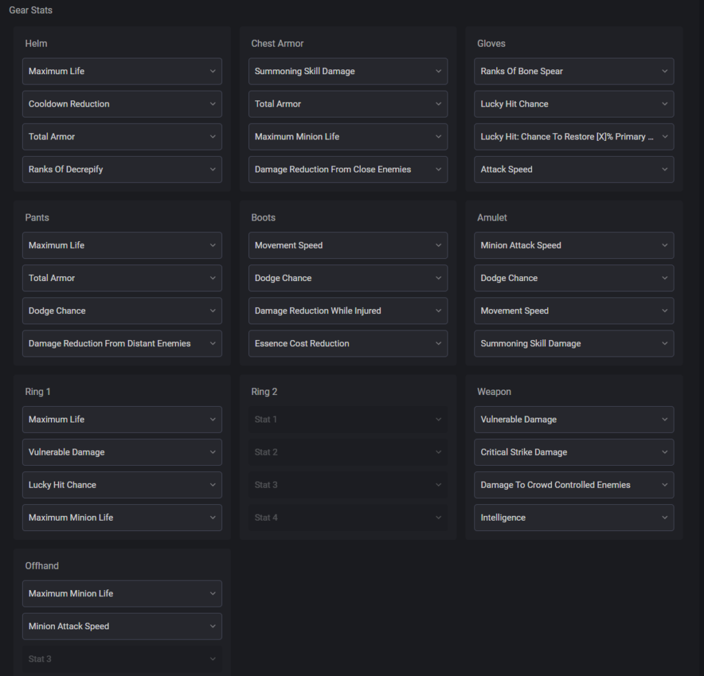 diablo 4 necro gear stats